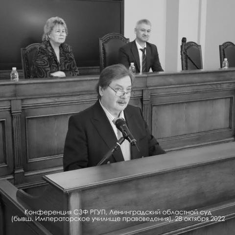 профессор Смирнов Александр Витальевич выступает на конференции 28 октября 2022 г. в Ленинградском областном суде